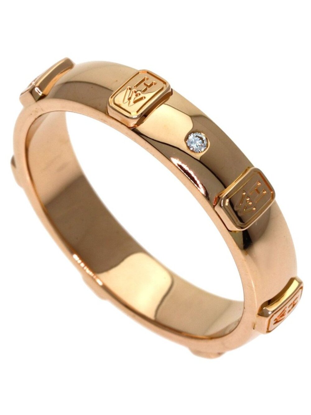 Harry Winston HW Logo Diamond Ring 18k Pink Gold